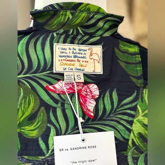 Free People x Sandrine Rose Mixed Media Tropical Print Knit Sweater - Picture 9 of 10